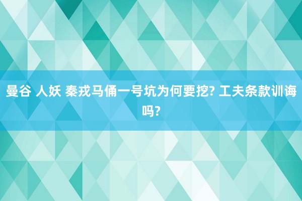 曼谷 人妖 秦戎马俑一号坑为何要挖? 工夫条款训诲吗?