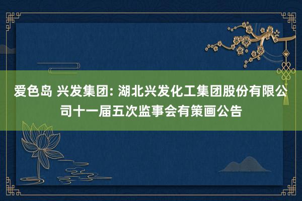 爱色岛 兴发集团: 湖北兴发化工集团股份有限公司十一届五次监事会有策画公告