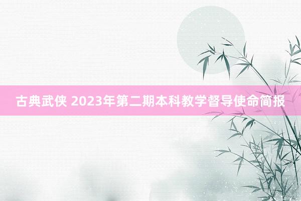 古典武侠 2023年第二期本科教学督导使命简报