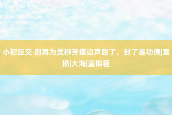 小初足交 别再为吴柳芳擦边声屈了，封了是功德|宣扬|大海|童锦程